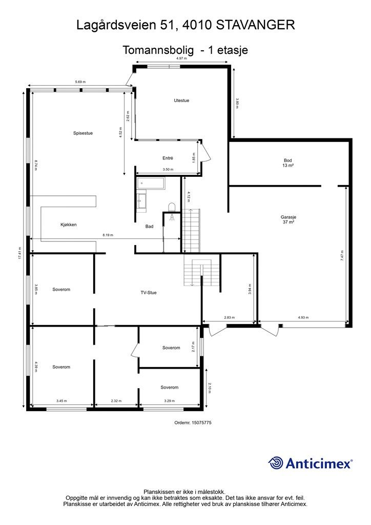 Plantegning 1 etasje.