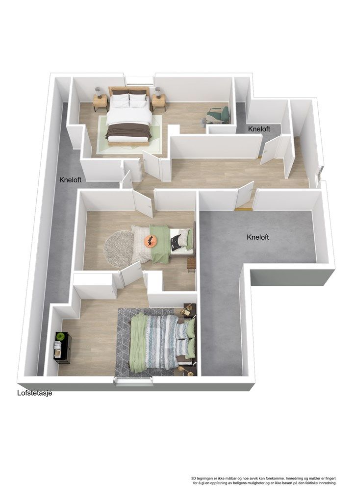 Plantegning - loftsetasje 3D