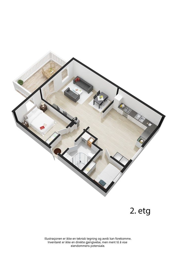 Plantegning 3D - 2. etasje
