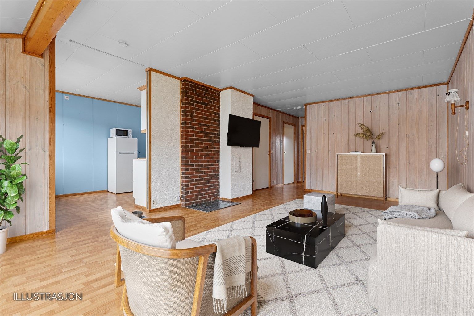 Delvis åpen løsning til kjøkken