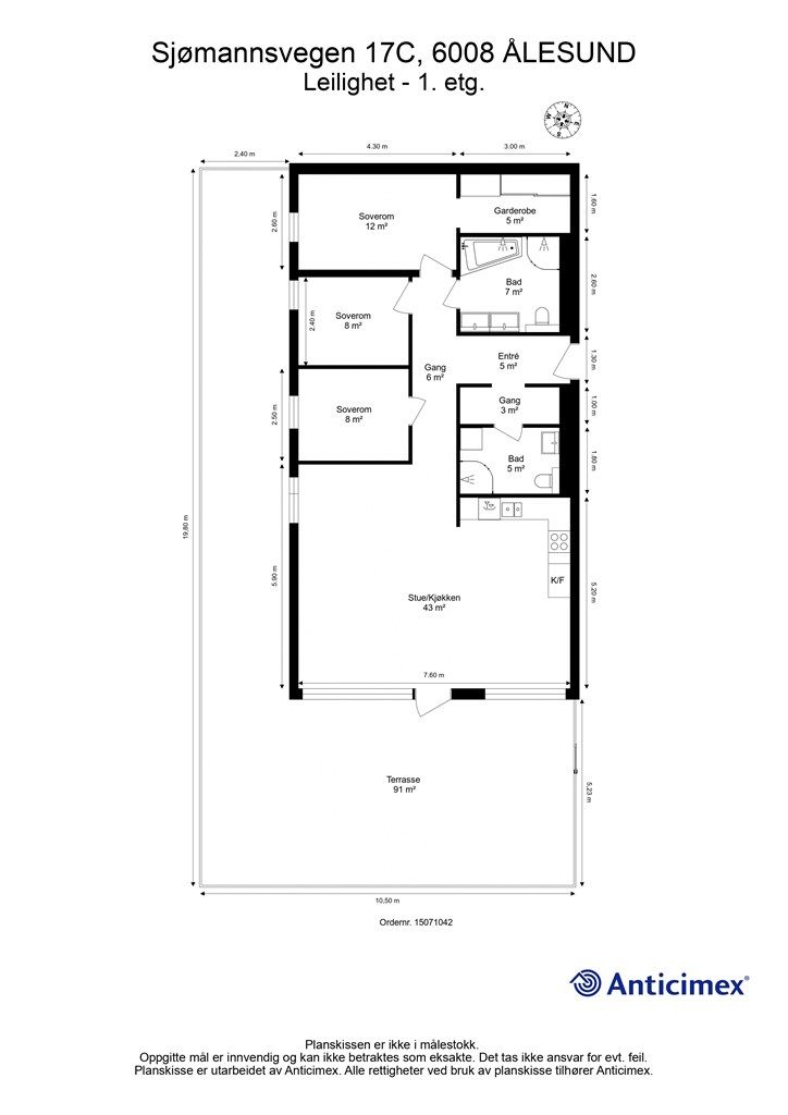 Målsatt plantegning