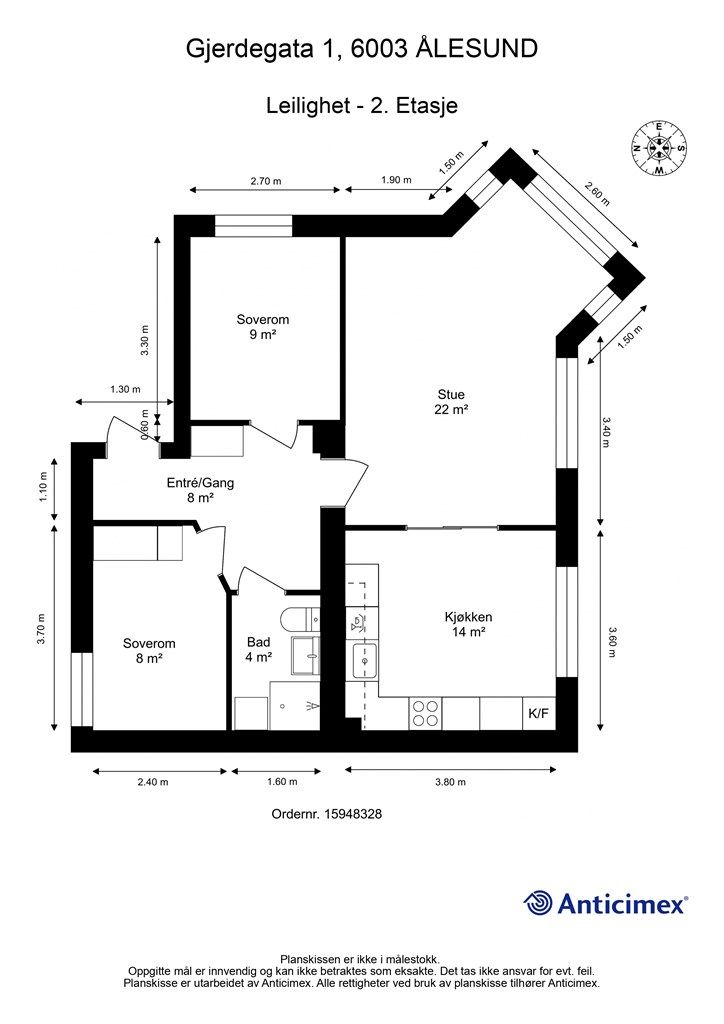 Plantegning - 2D med mål