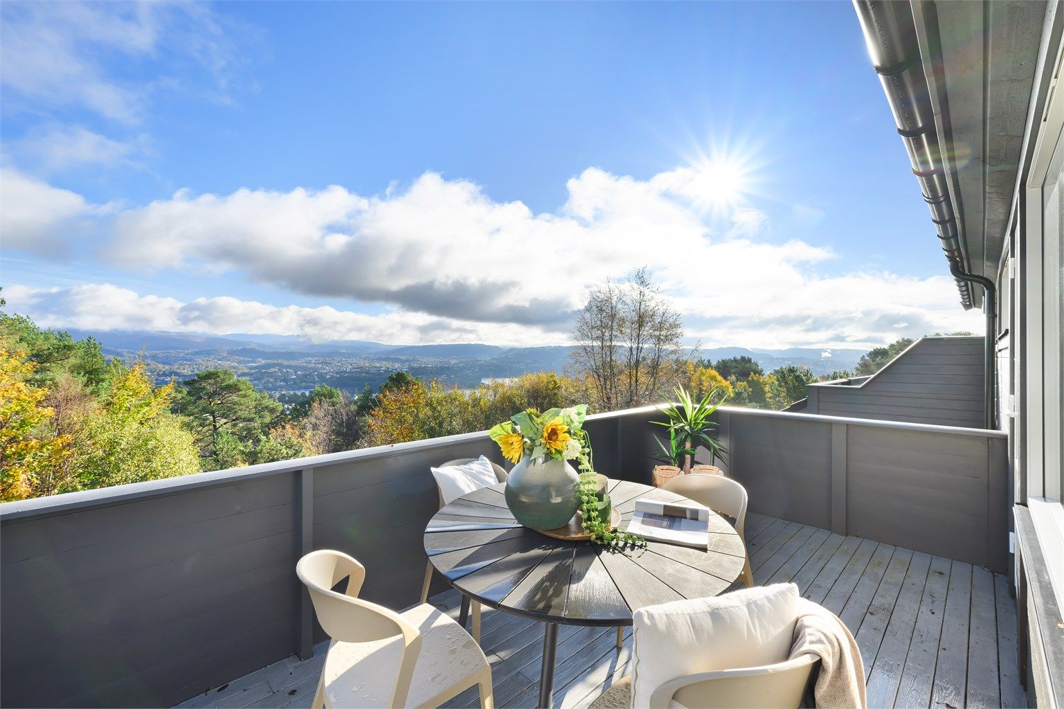 Huset har fantastisk utsikt og fine solforhold.