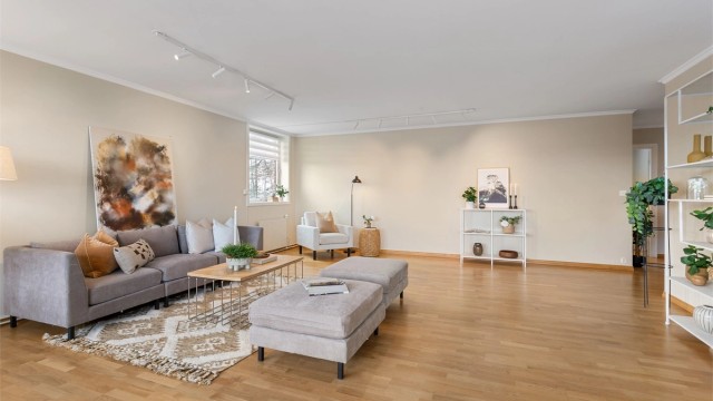 Mye lys i stuen - endeleilighet med "ekstra vindu".