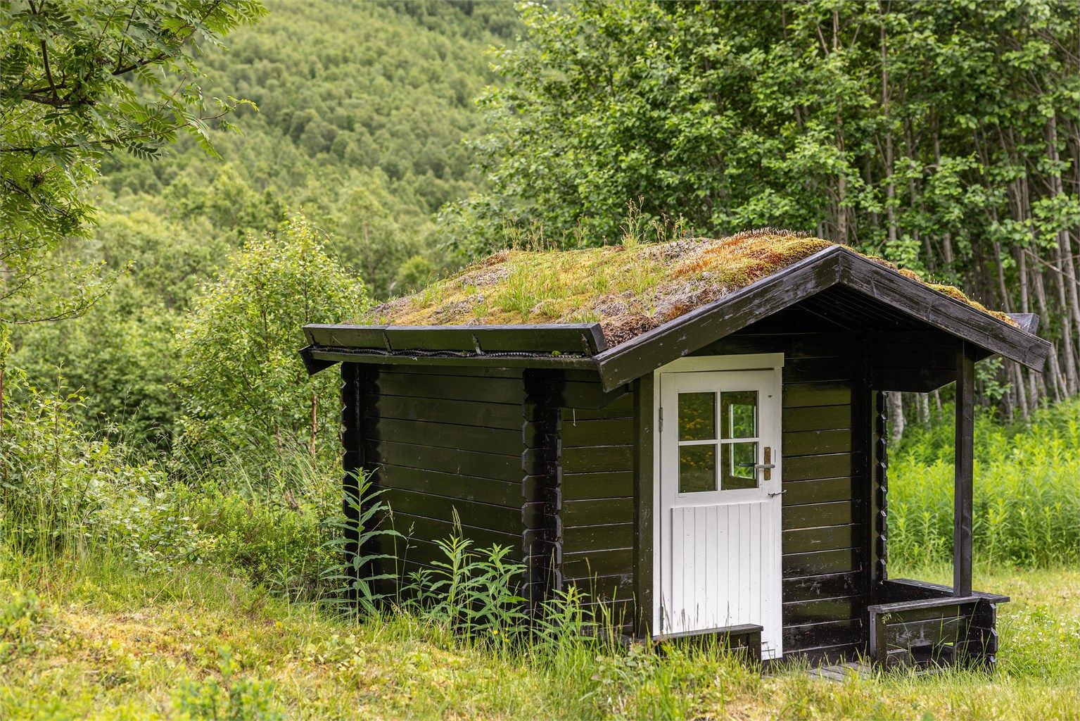 På eiendommen er det og oppført en trivelig lekehytte