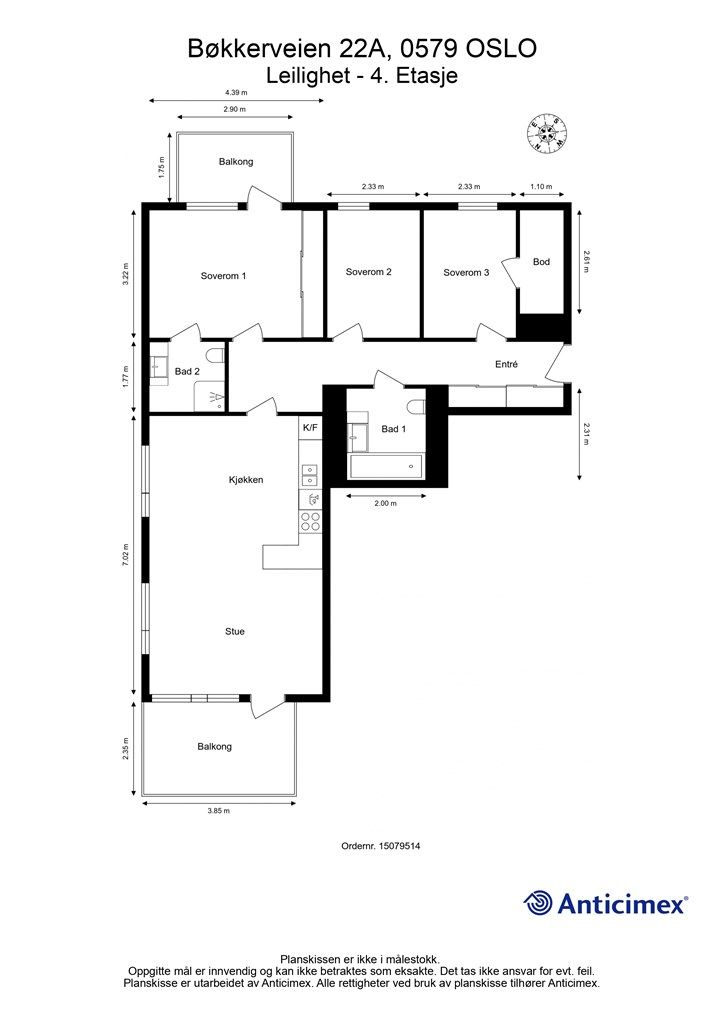Målsatt plantegning