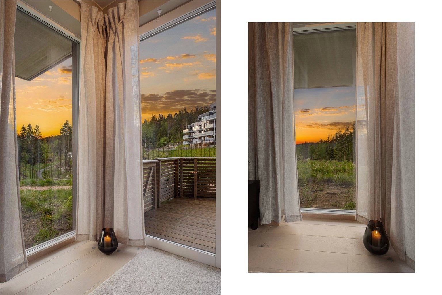 Gjennomførte farge- og materialvalg gir boligen et moderne, harmonisk og innbydende uttrykk.