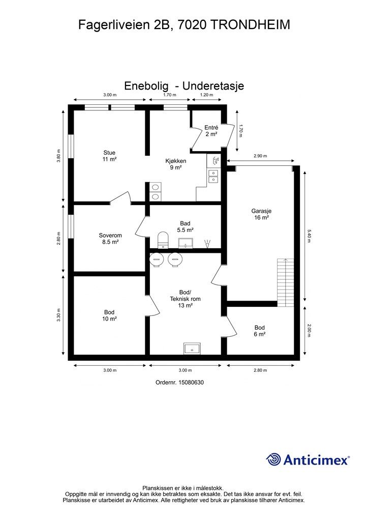 Planskisse underetasje.