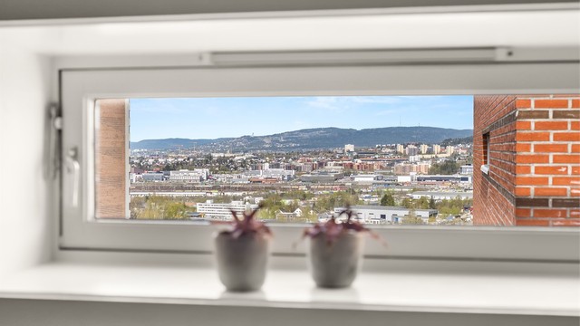 Som toppleilighet har boligen en fri og åpen utsikt over nærområdet.