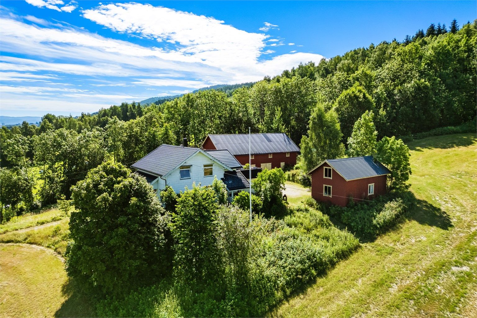 Iht. Gårdskart hentet fra NIBIO består eiendommen av 15,4 mål fulldyrka jord, 20,1 mål produktiv skog og 3,6 mål bebygd, samf., vann, bre. 
