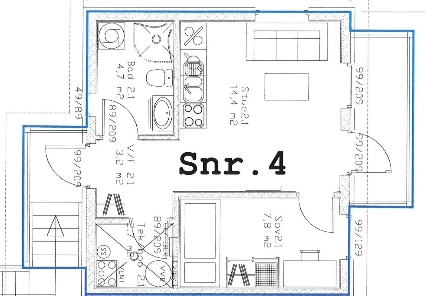 Plantegning - Hentet fra seksjonering, det tas forbehold om mindre avvik i denne (størrelser)
