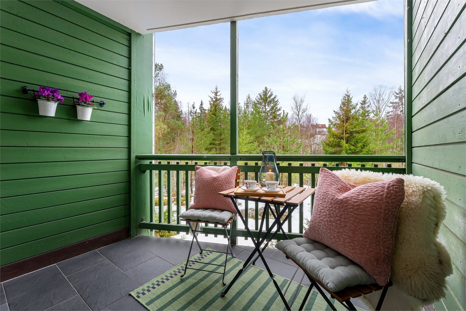 Vestvendt balkong på 6 m²