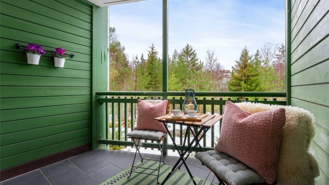 Vestvendt balkong på 6 m²