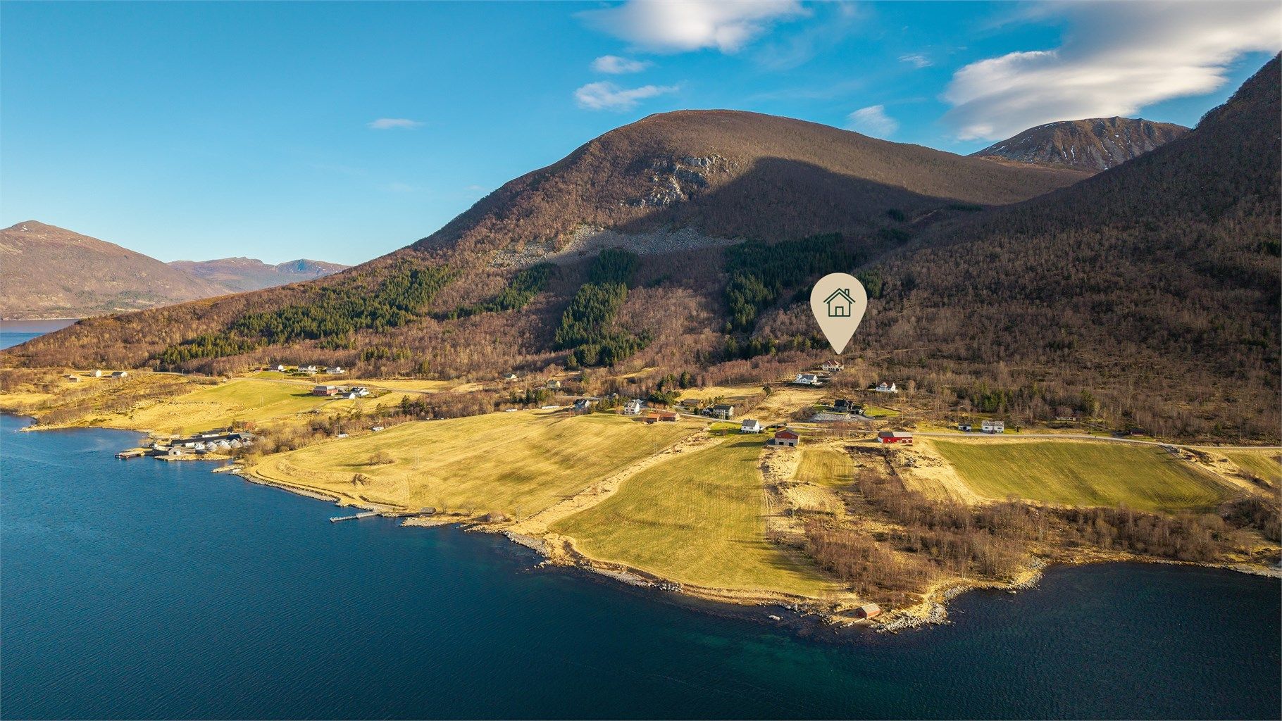 Dronebilde av nærområdet i Vestrefjorden