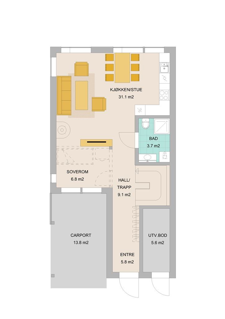 Planskisse 1. etasje. 