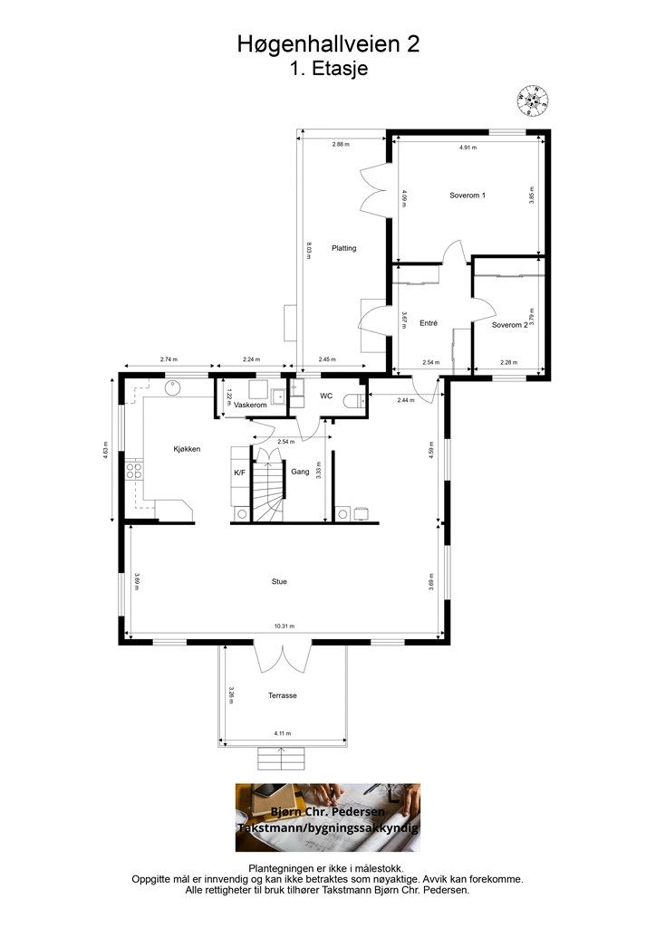 Plantegning hovedplan i 1.etg