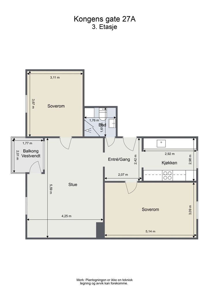 Plantegning - 3. etasje