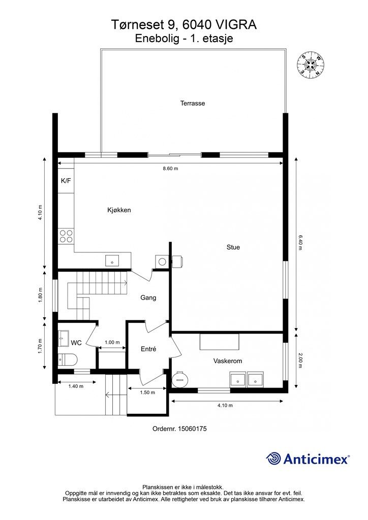 Målsatt plantegning 1. etasje