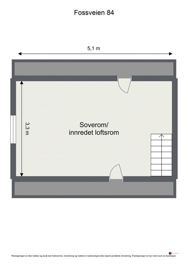 Plantegning loftetasje (ikke godkjent for varig opphold)