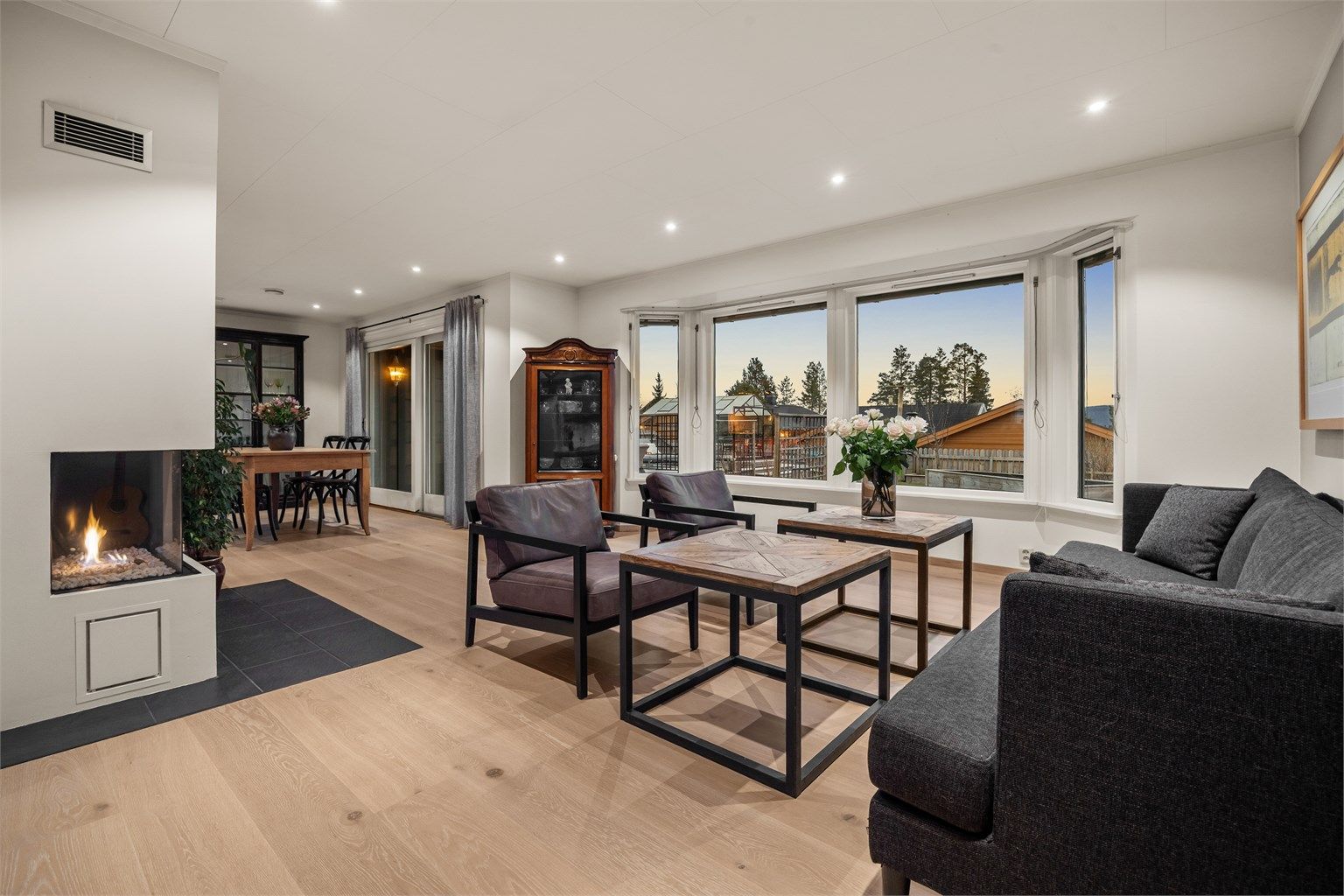 Gasspeisen i stuen skaper en lun atmosfære og fungerer som en effektiv, supplerende varmekilde.