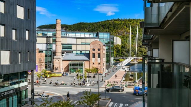 Utsikt fra balkongen.