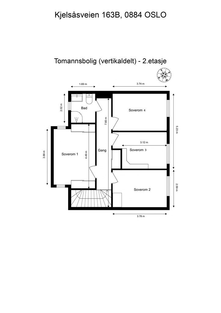 Alternativ planløsning i 2. etasje