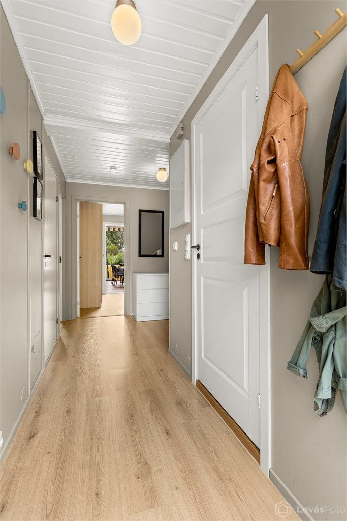Entré/gang med 1-stavs laminatgulv med gulvvarme