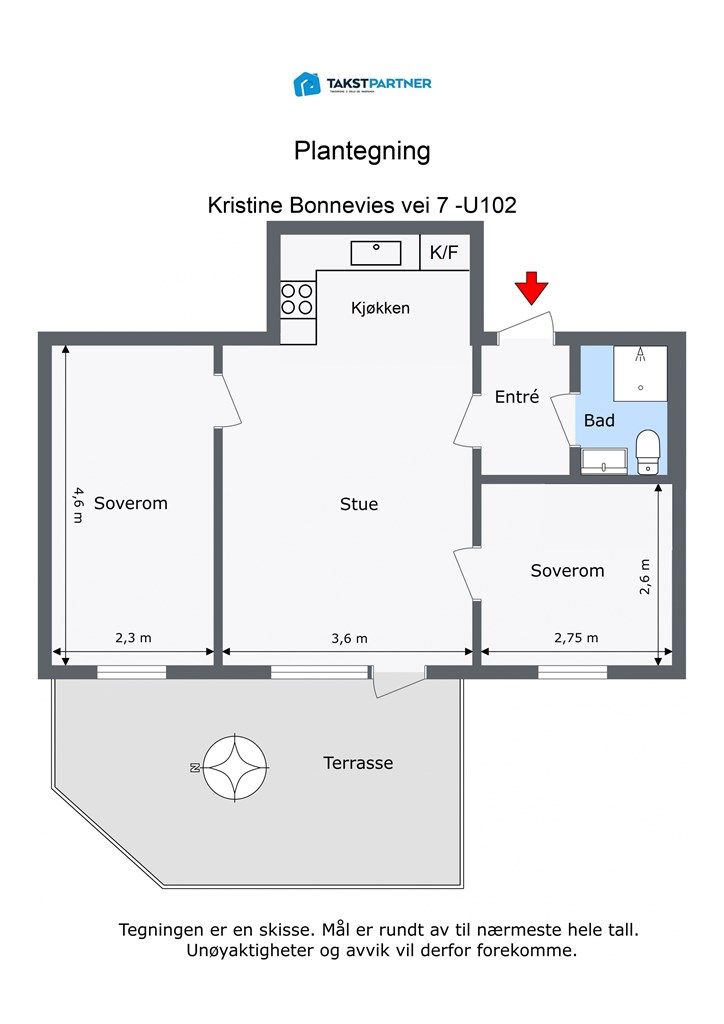 Alternativ planløsning - med forbehold om at hele eller deler av tiltaket kan være søknadspliktig