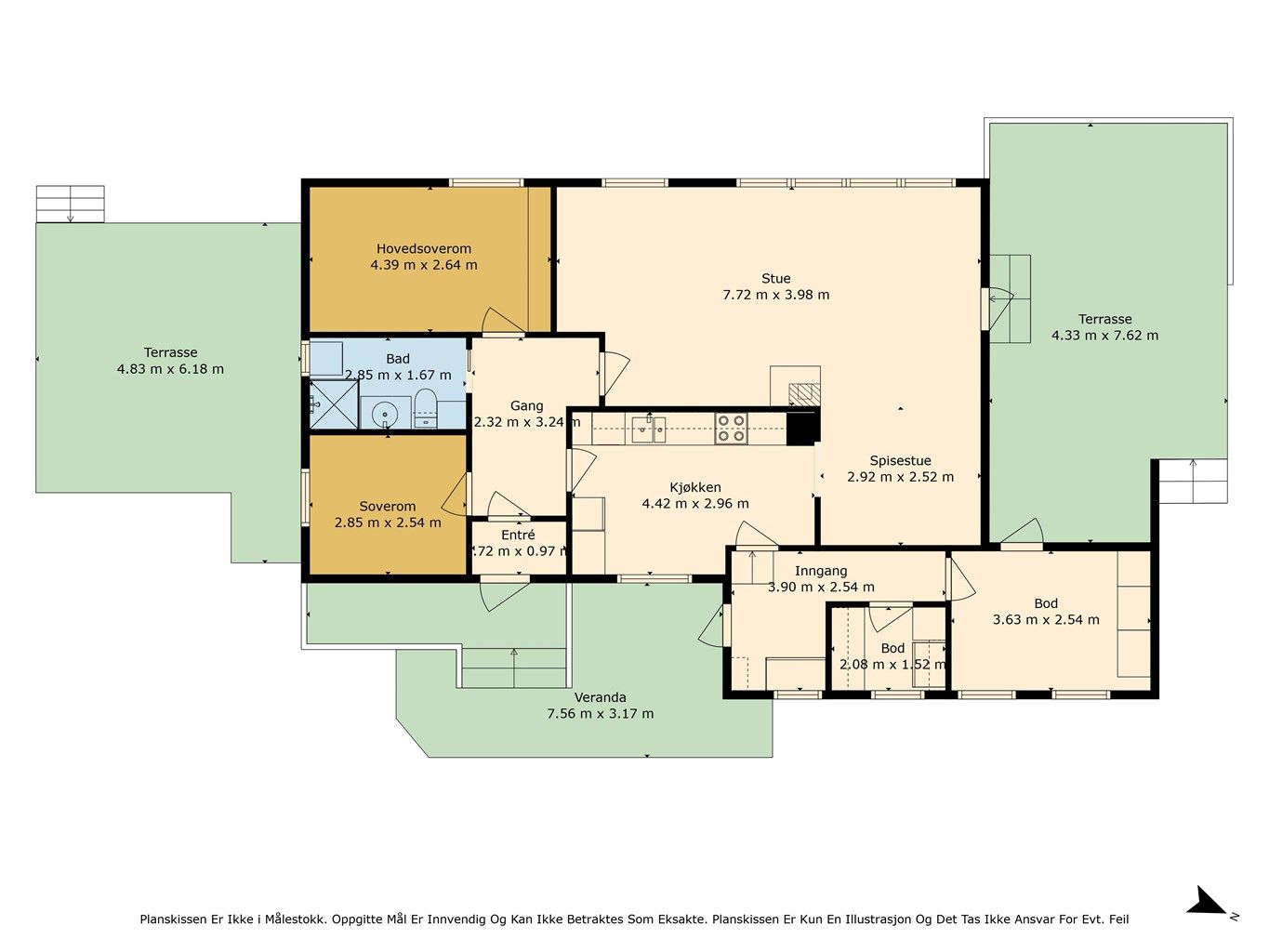 Plantegning slik boligen er i dag