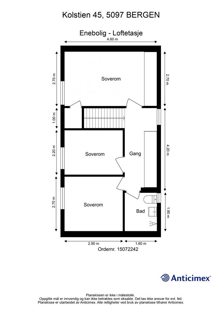Plantegning Loftetasje.