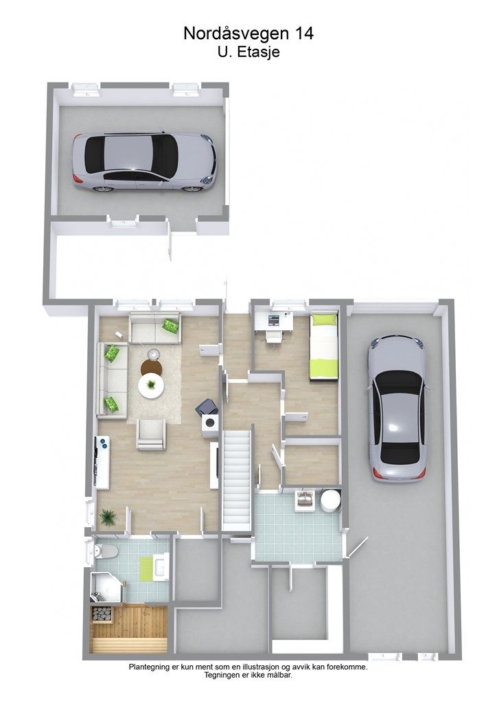 3 D plantegning underetasjen