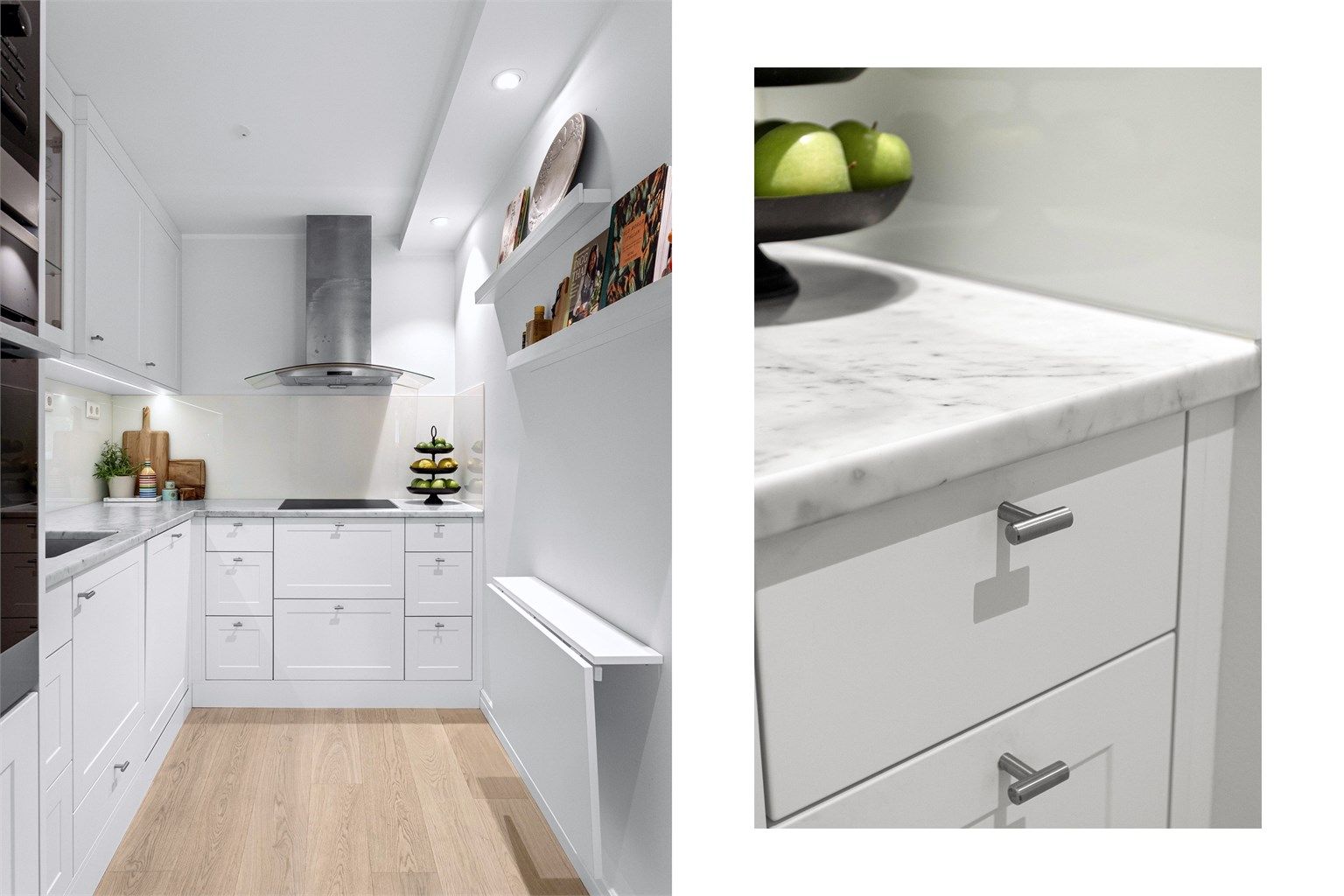 Nøye avstemte detaljer og materialvalg bidrar til boligens helhetlige preg.