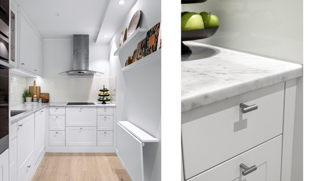 Nøye avstemte detaljer og materialvalg bidrar til boligens helhetlige preg.