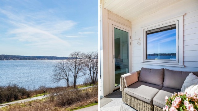 På balkongen ble både terrassebord og deler av rekkverket skiftet ut i 2025. Screen ble montert over stuevinduene i 2023.