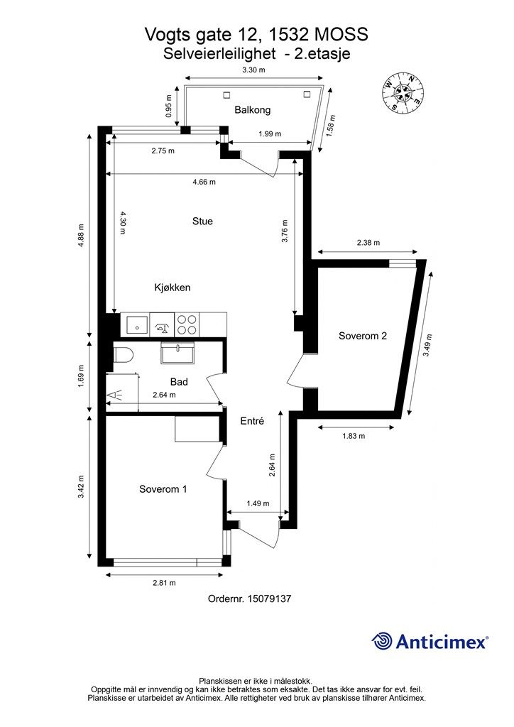 Leiligheten disponerer også kjellerbod på ca. 2 kvm.