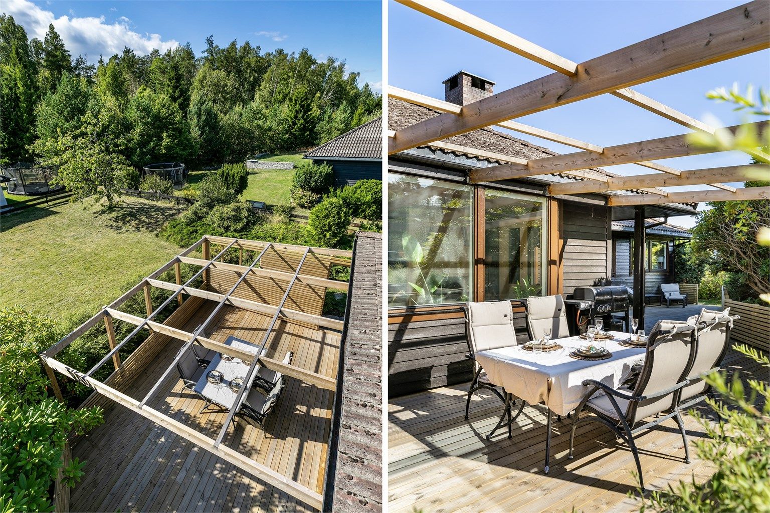 Ny vestvendt terrasse på ca. 65 kvm. med pergola ble anlagt i 2025.  