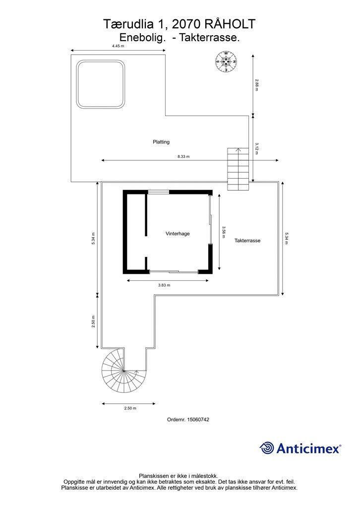 Plantegning takterrasse og uteområde