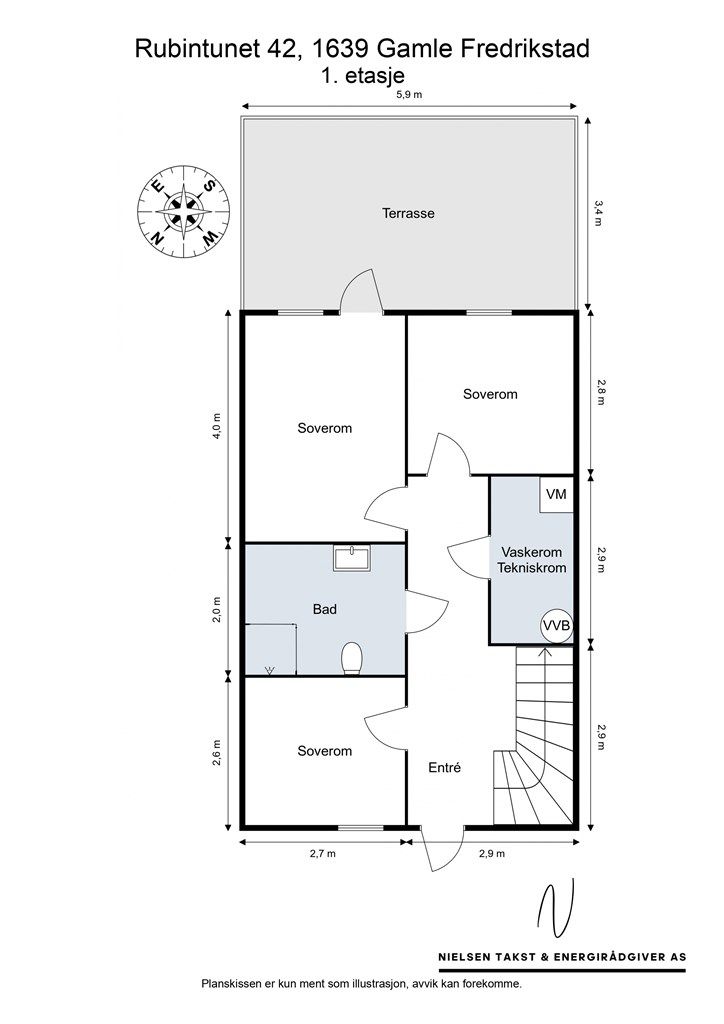 Veiledende skisse av første etasje.