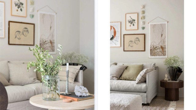 Gjennomgående 1-stavs eikeparkett, lyse overflater og store vindusflater gir boligen et moderne og tidløst uttrykk.