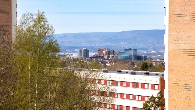 Utsikt fra balkong, mot vest.