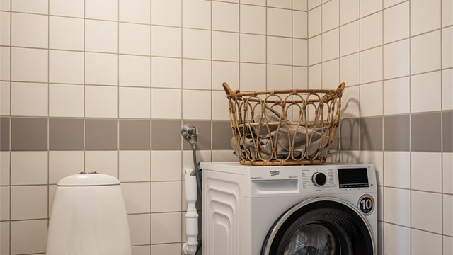 Det er opplegg for vaskemaskin og tørketrommel.