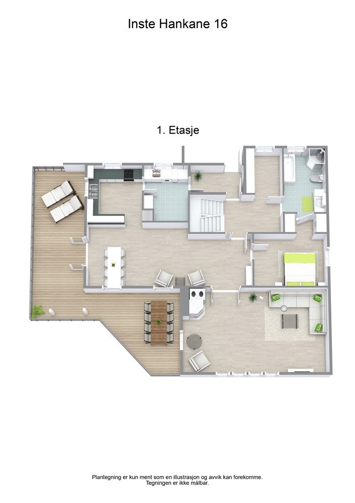 3D plantegning hovedetasjen