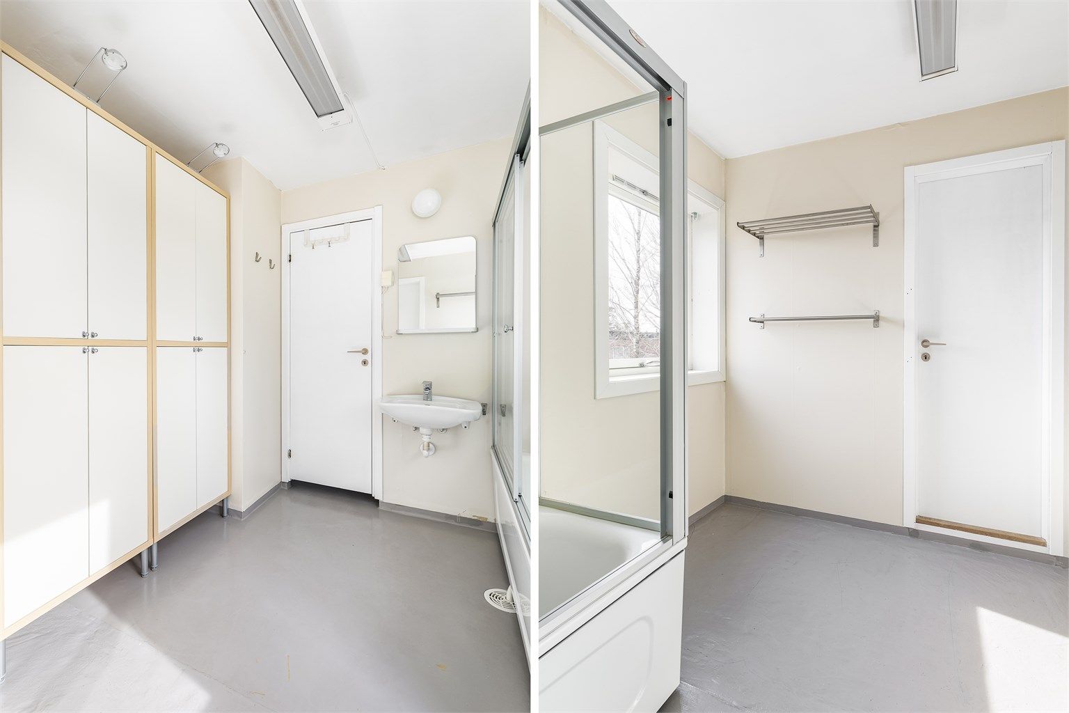 Badet er på ca. 7 kvm. og har i tillegg både et tilstøtende vaskerom og toalettrom. En liten del av badet er opprinnelig kott mellom bad og soverom. Dette er ikke omsøkt i forbindelse med utvidelse av bad.