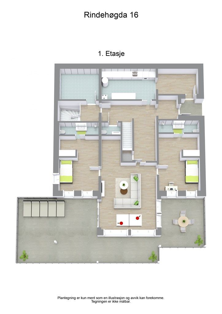 3 D plantegning 1. etasje