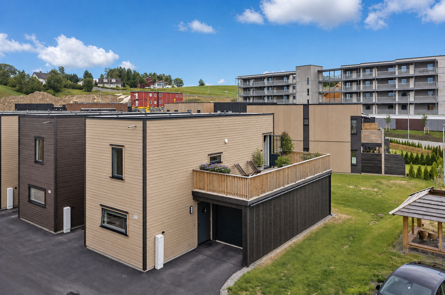 Velkommen til Fossumsvingen 111.  (Bilde er oppdatert via AI og det kan forekomme ulikheter fra dagens stand) 