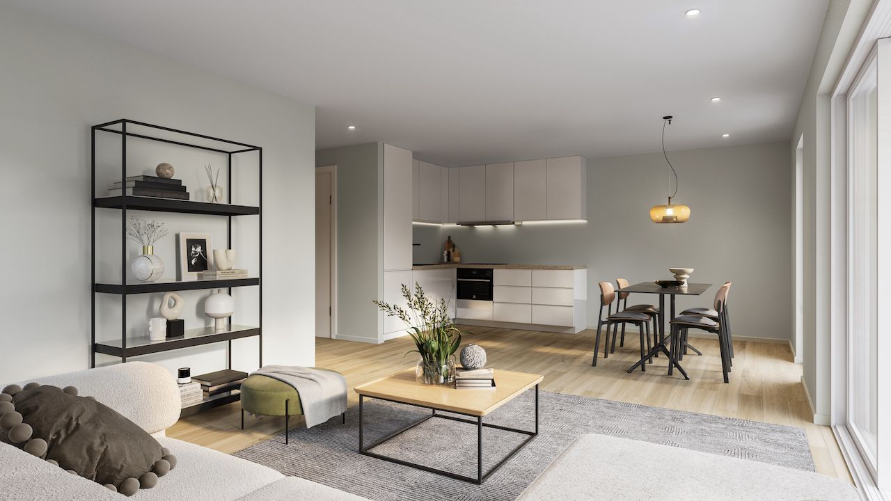 Kjøkken leveres med Snøtinden innredning fra kvalitetsprodusenten Strai, med alle hvitevarer utenom kjøleskap integrert.