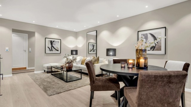 Malte flater i tidsriktige farger gir et solid og nøytralt utgangspunkt for personlig innredning.