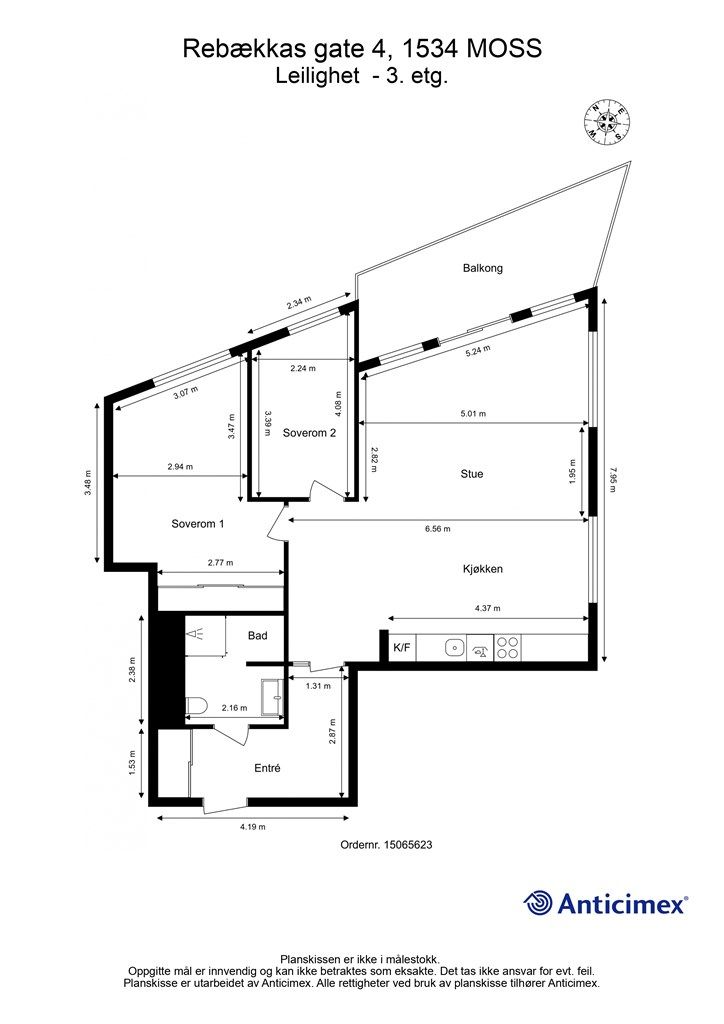 Planskissen er veiledende. Kjellerbod disponeres også av leiligheten.