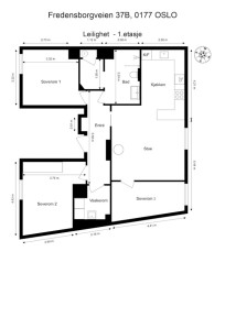 Alternativ planskisse ved etablering av soverom 3 i stue