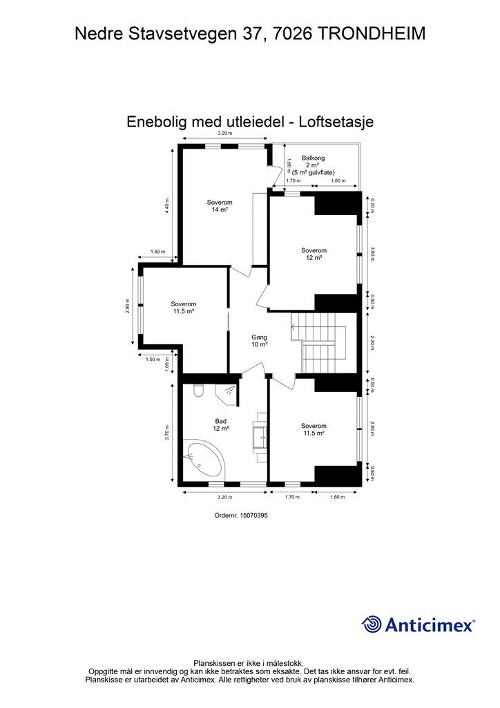 Plantegning loftsetasje.